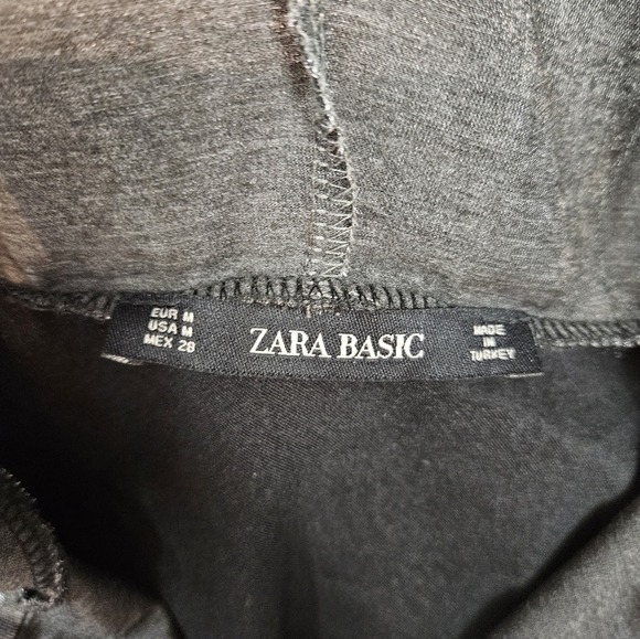 Zara Basic Silver & Black Satin Hooded Windbreaker Size Medium Women's H34 - Picture 8 of 10